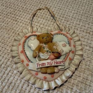Cherished Teddies Heart Wall Decor - Cream and Pink